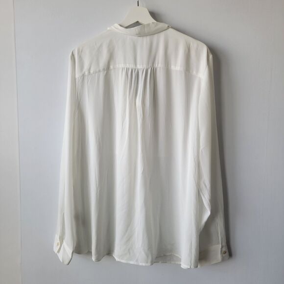 NydJ womens Long-sleeve Pleated Beaded Blouse size XL button up - Picture 2 of 8